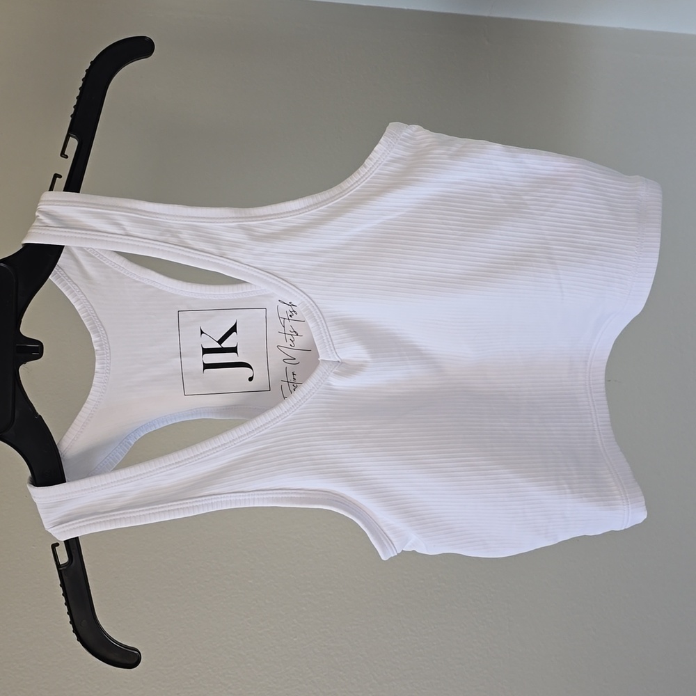 White Ribbed Racerback Bralette Top